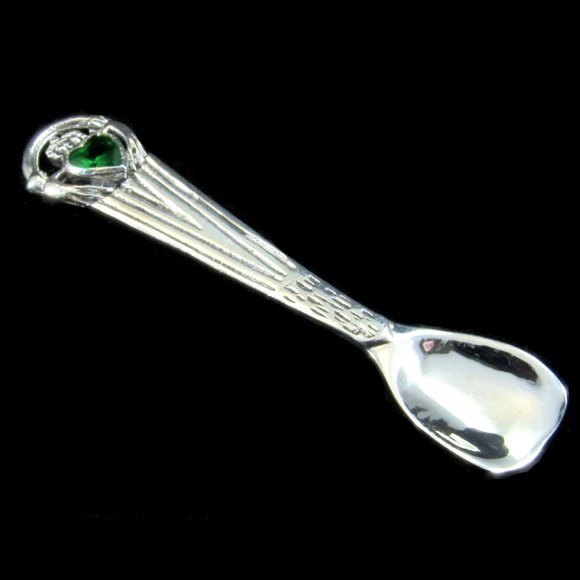 925 Sterling Silver Irish Claddagh Salt Spoon - Picture 2 of 5